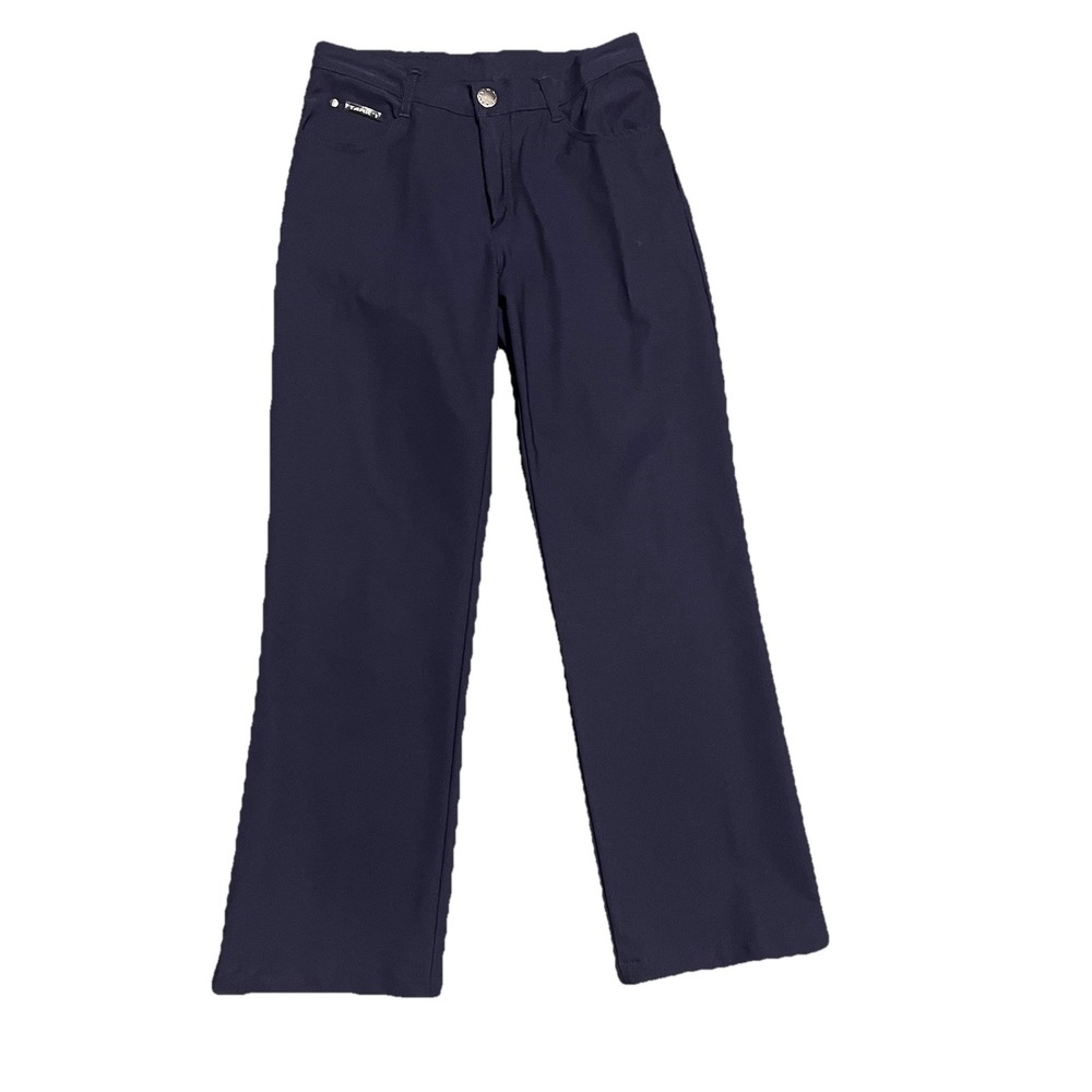 Tark1‎ Designer Straight Leg Polished Pants Navy Size 6 Preppy Y2K Office Work